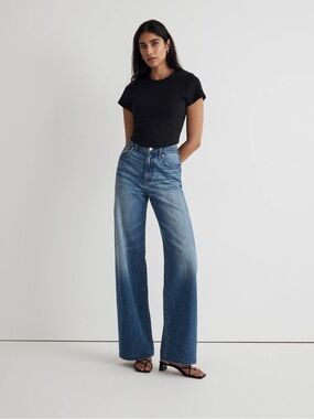 Madewell Superwide Leg Jeans High Rise Blue Denim Size 28